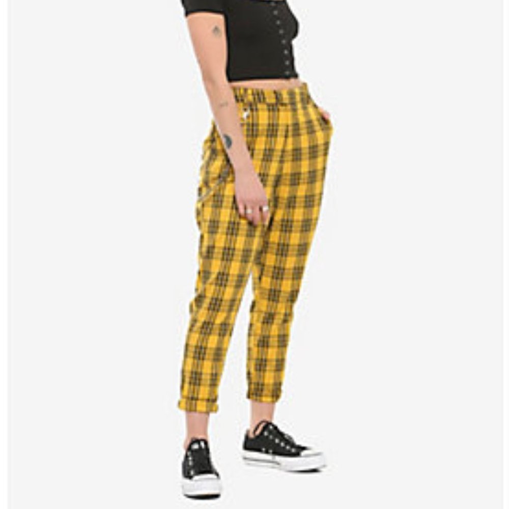 plaid yellow pants
